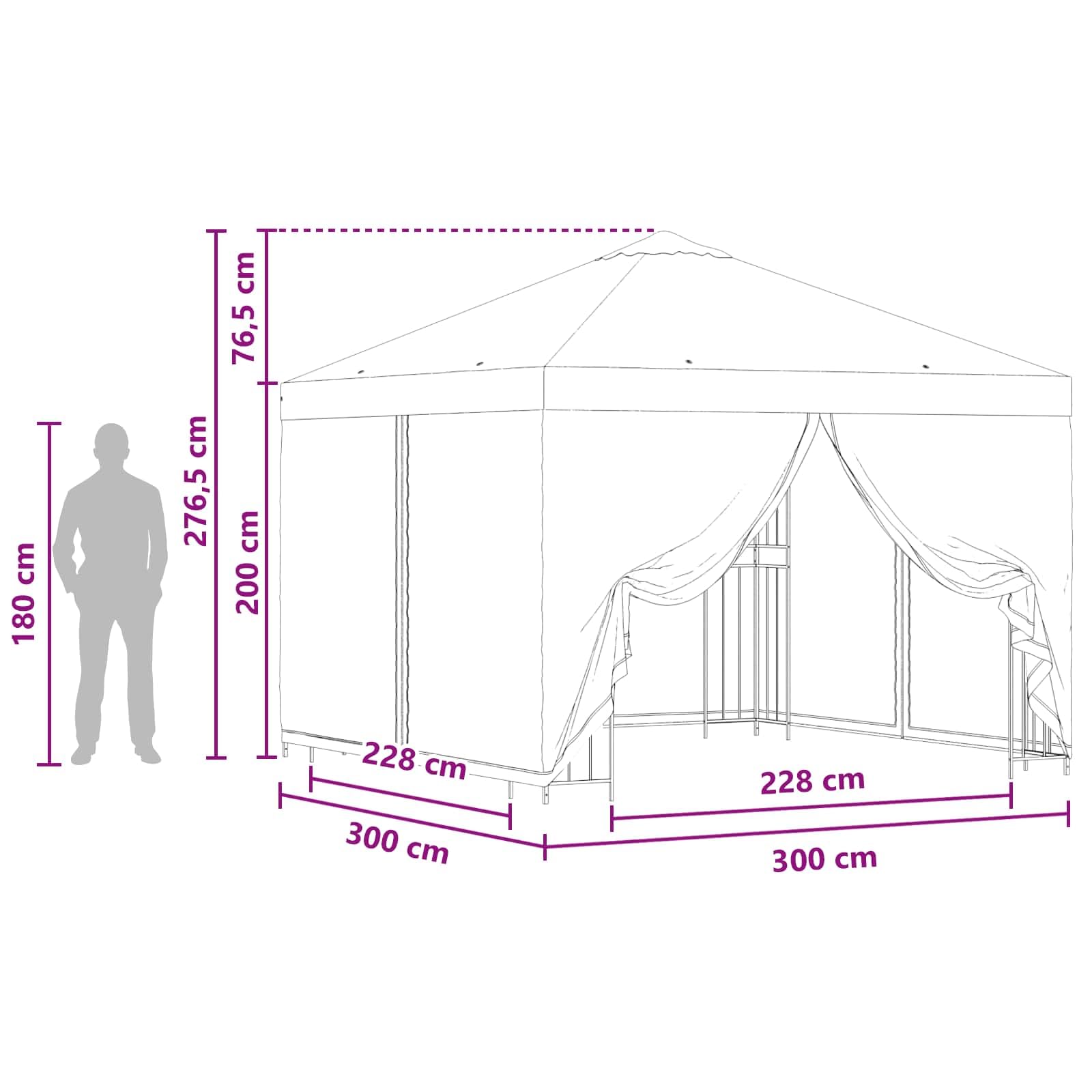Pawilon ogrodowy ze ścianami bocznymi 3 x 3 m antracyt