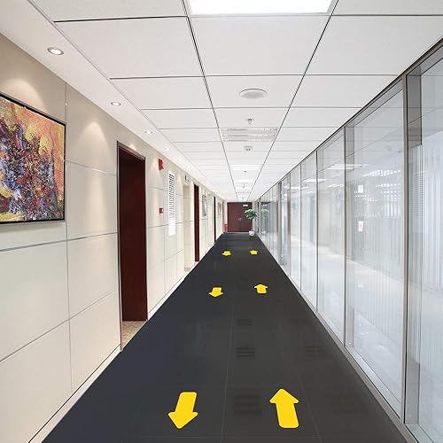 Miniatura 3 de Cinta adhesiva para suelo de flecha de 3 x 6 pulgadas, 200 unidades de cinta adhesiva de flecha amarilla