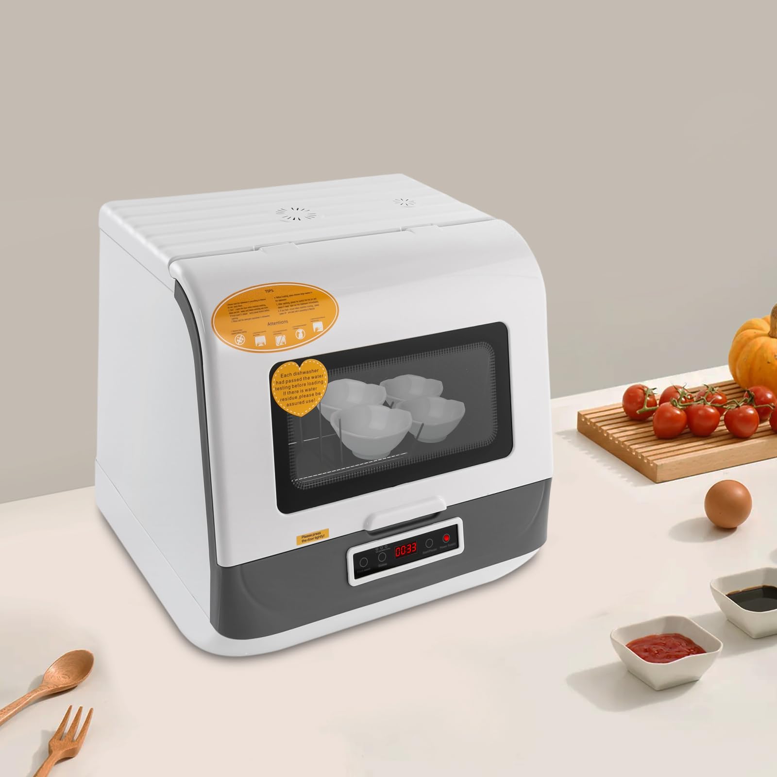 Mini lavastoviglie da tavolo con controllo touch e funzione di asciugatura, 3 modalità di risciacquo, 4-6 coperti, lavastoviglie compatta, per cucina, appartamento, ufficio