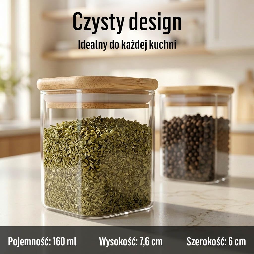 Deco Haus® zestaw 20 Pojemników na Przyprawy [+ ETYKIETY] 160ml - Pojemniki na Przyprawy z Drewnianą Pokrywką - Zestaw do Przechowywania