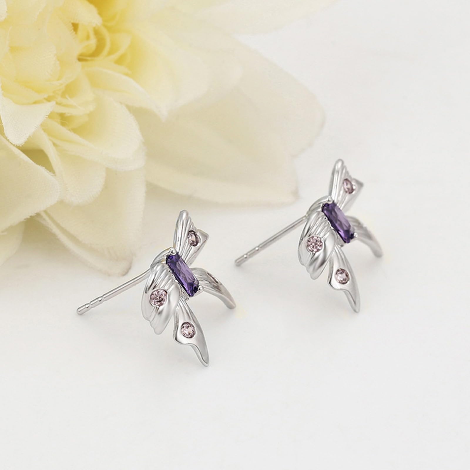 Elegante Ohrstecker mit Schleife und Amethyst