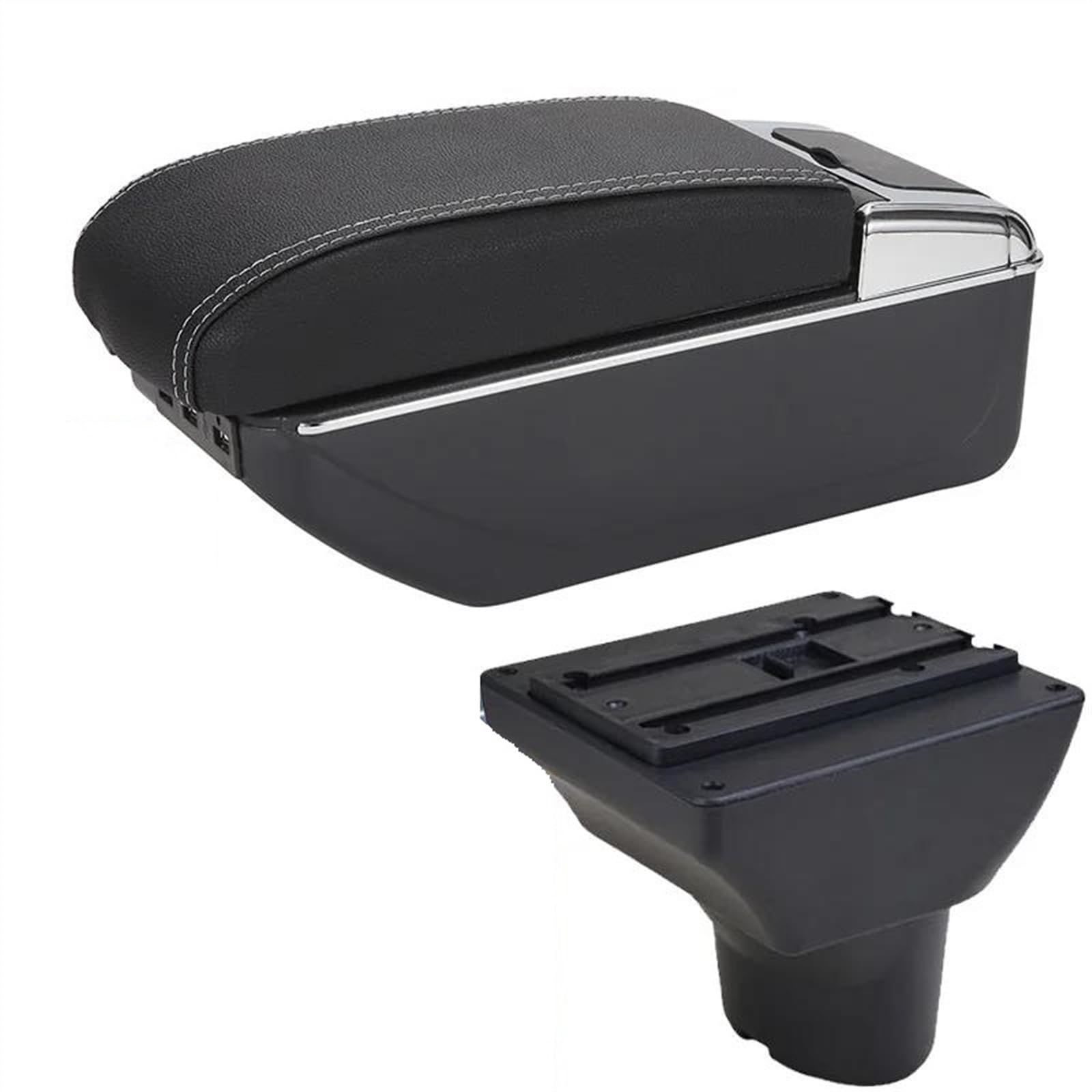 NMJLQW Storage Rack Car Interior Accessories Center Console Storage Box Multi-function Armrest Storage Box For Hyundai I20(A3 Black white 7USB)