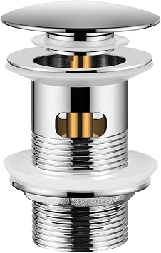 Peppermint Pop Up Sink Waste Slotted Click Clack Waste Plug with Overflow for Bathroom Basins, Vessel Sinks, Chrome Bathroom Basin Waste