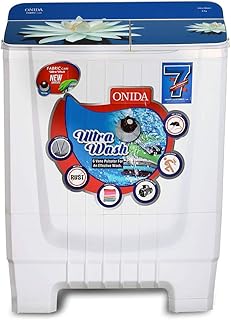 Onida 8 kg 5 Star Ultra Wash, Hydraulic Designer Glass Lid Semi Automatic Top Load Washing Machine (S80GS)
