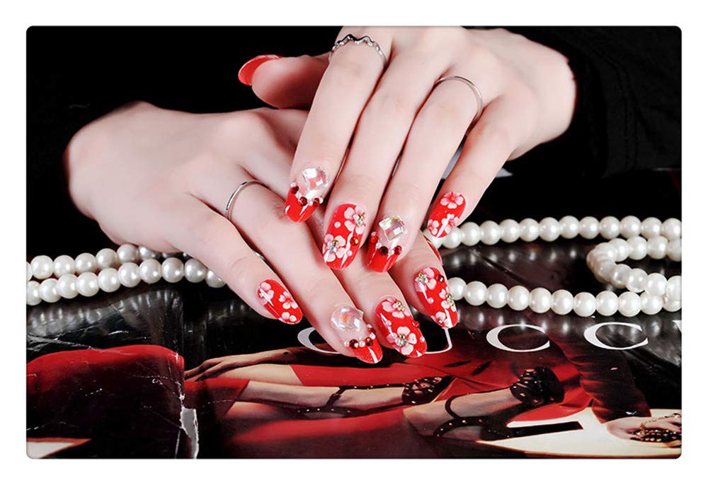 Uñas Falsas Tendencia De Moda Roja Parche De Uñas Falsas Manicura Adhesivo De Uñas Nupcial Terminado Con Foto