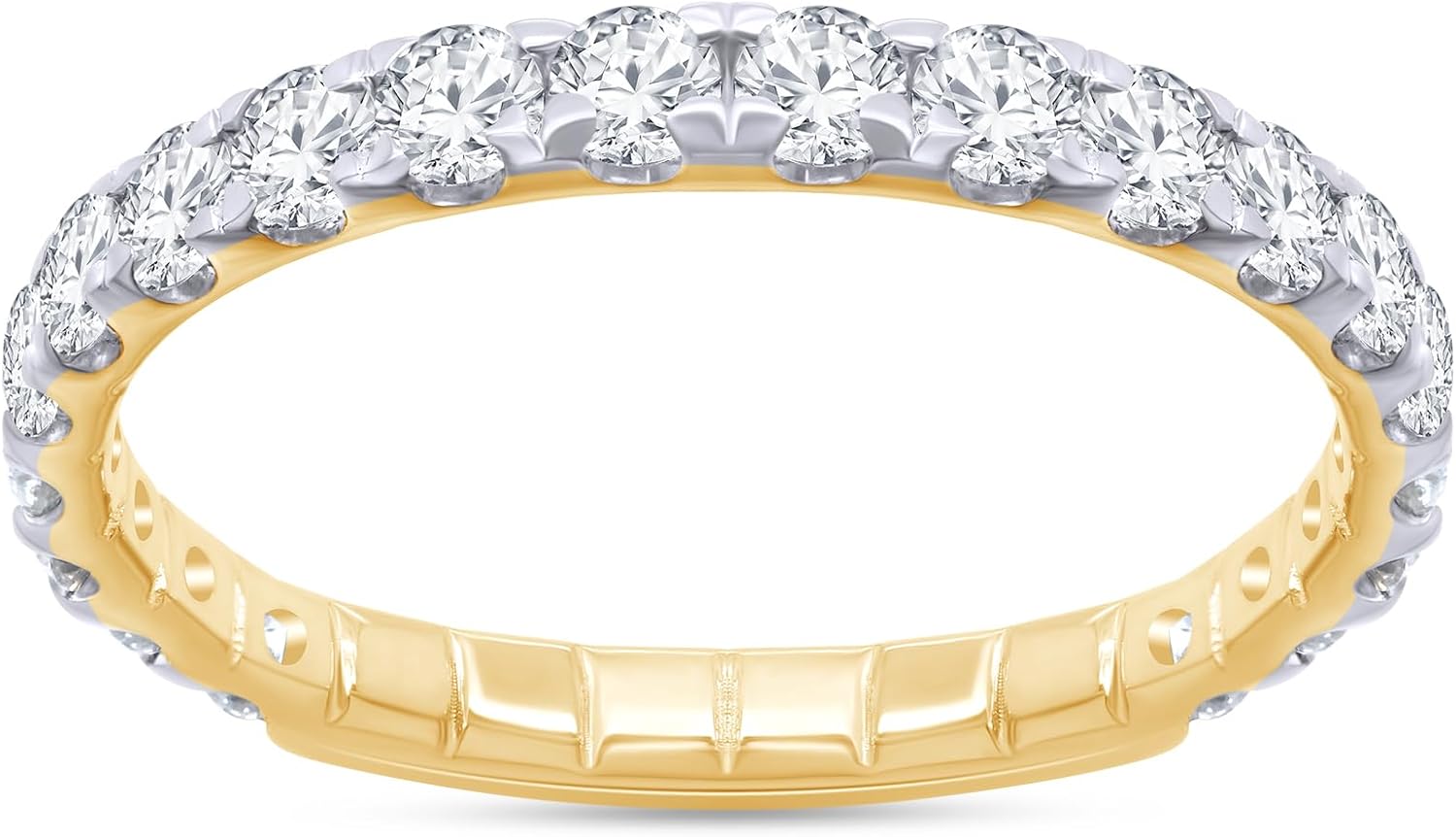 SAVEARTH DIAMONDS 1 Carat (Cttw) Round Cut Lab Created Moissanite Diamond Eternity Engagement Wedding Band Ring In 14k Gold Over Sterling Silver Jewelry For Women 1 1/2 Cttw