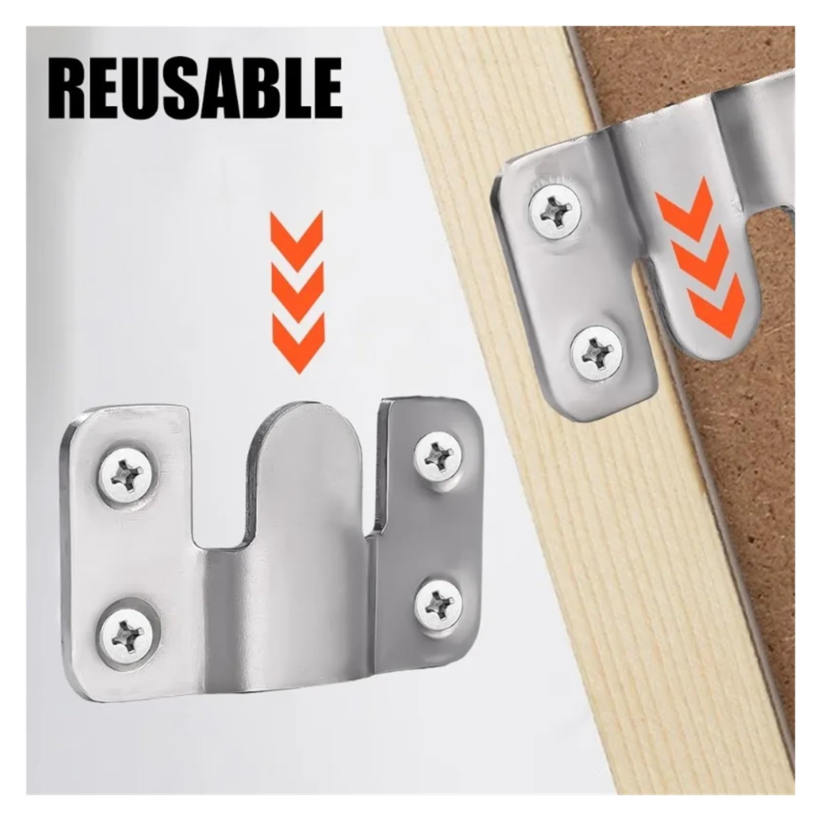 escuadras para estanterias Ganchos for marco de fotos, colgador pared acero inoxidable, montaje empotrado, hebilla colgante, conector junta soporte enclavamiento for muebles, 30/2 Uds(L-20PCS(10Set))
