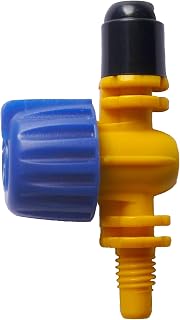 S&M 544255 – Microdifusor 90° con válvula reguladora para controlar el Flujo del Agua | Bolsa con 10 Unidades | Caudal hasta 77 litros/Hora y Alcance de 2,5 Metros | Color Negro, Amarillo y Azul