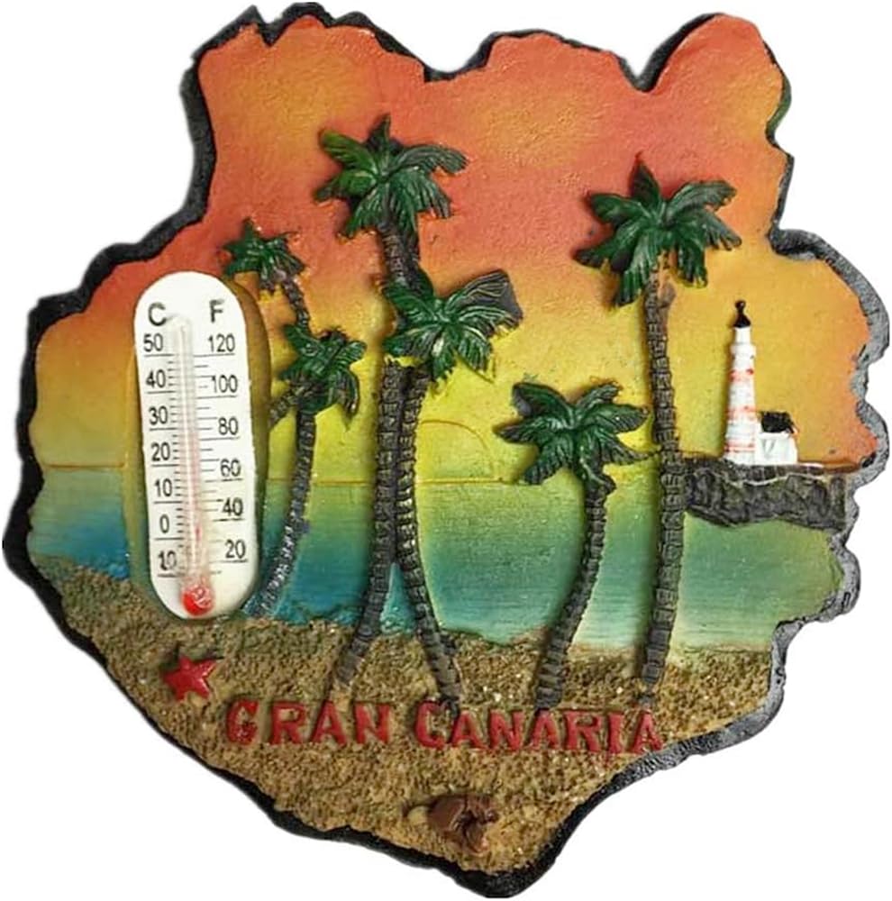 Muyu Magnet Bue & White Gran Canaria Spain 3D Fridge Magnet,Home & Kitchen Decoration Magnetic Sticker,S+8 Refrigerator Magnet Tourist Souvenir Gift