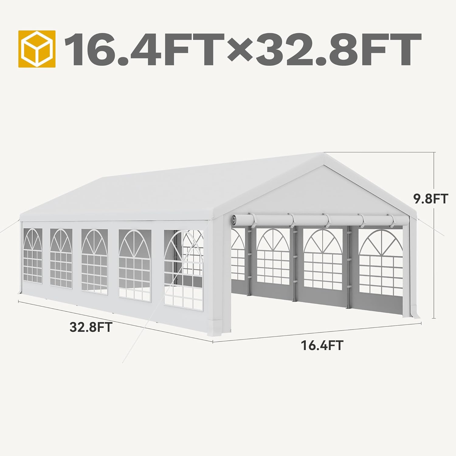 DWVO 16x32 ft Outdoor Heavy Duty Party Tent Wedding Event Shelters Upgraded Galvanized Canopy with Large White Roof, Removable Sidewalls