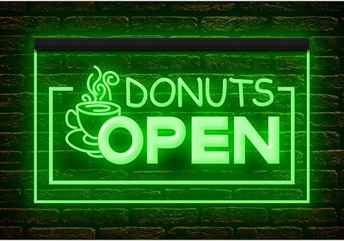 110010 Open Donuts Cafe Shop Pan Pantalla de café caliente LED Luz de neón