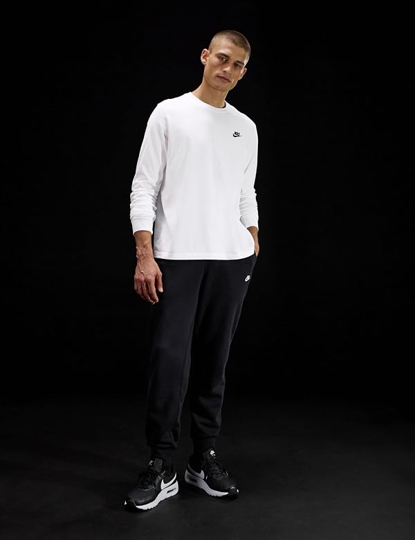 Nike Men's Sportswear Club Long-Sleeve T-Shirt, White/Black, Small by Nike - Used condition - Image 7