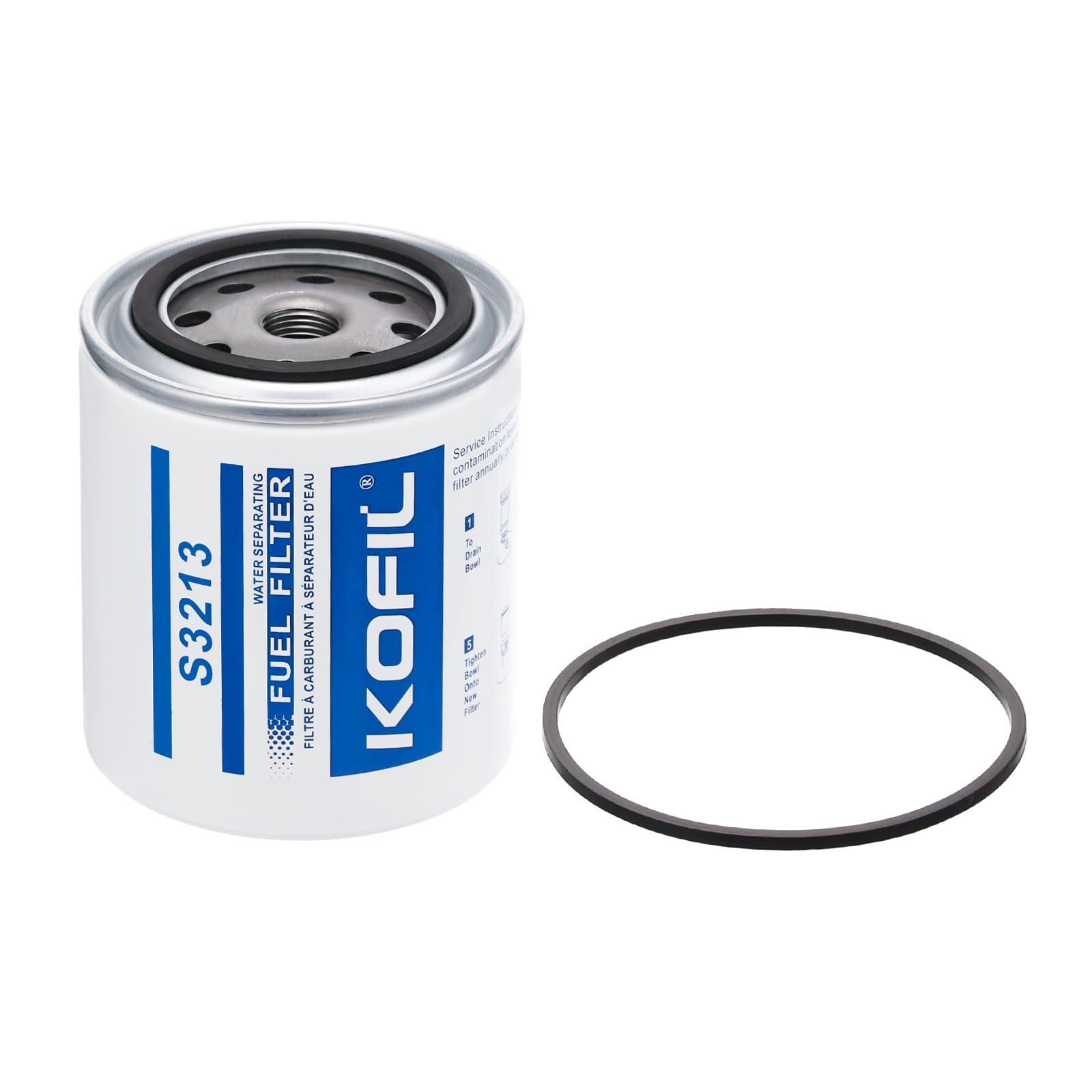 S3213 Fuel Water Separator Marine Assembly, with 2 3/8" Barb × 1/4" NPT Male Fittings 2 Plugs, 10 Micron Rating, Replaces# 35-60494-1, 18-7932-1, 18-