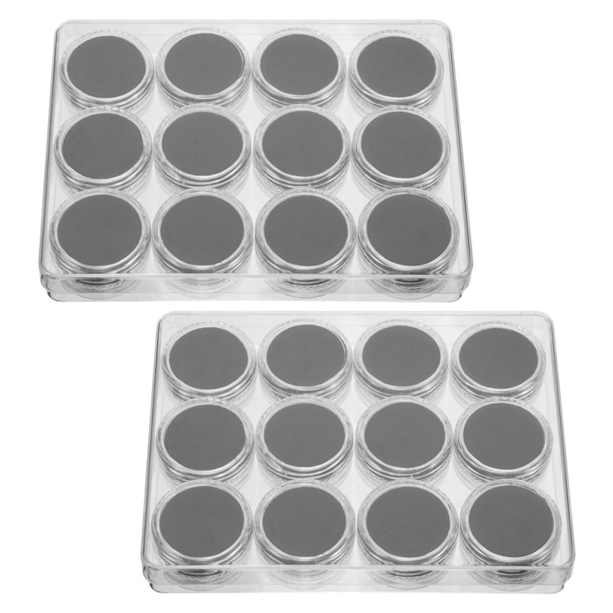 Operitacx 6 Set Scatola Rotonda in Acrilico Coperchio per Pietre Sfuse Nere | Custodia Trasparente, Interno in Schiuma Morbida, Uso Domestico e Vetrina per Negozi, Adatta anche Monete