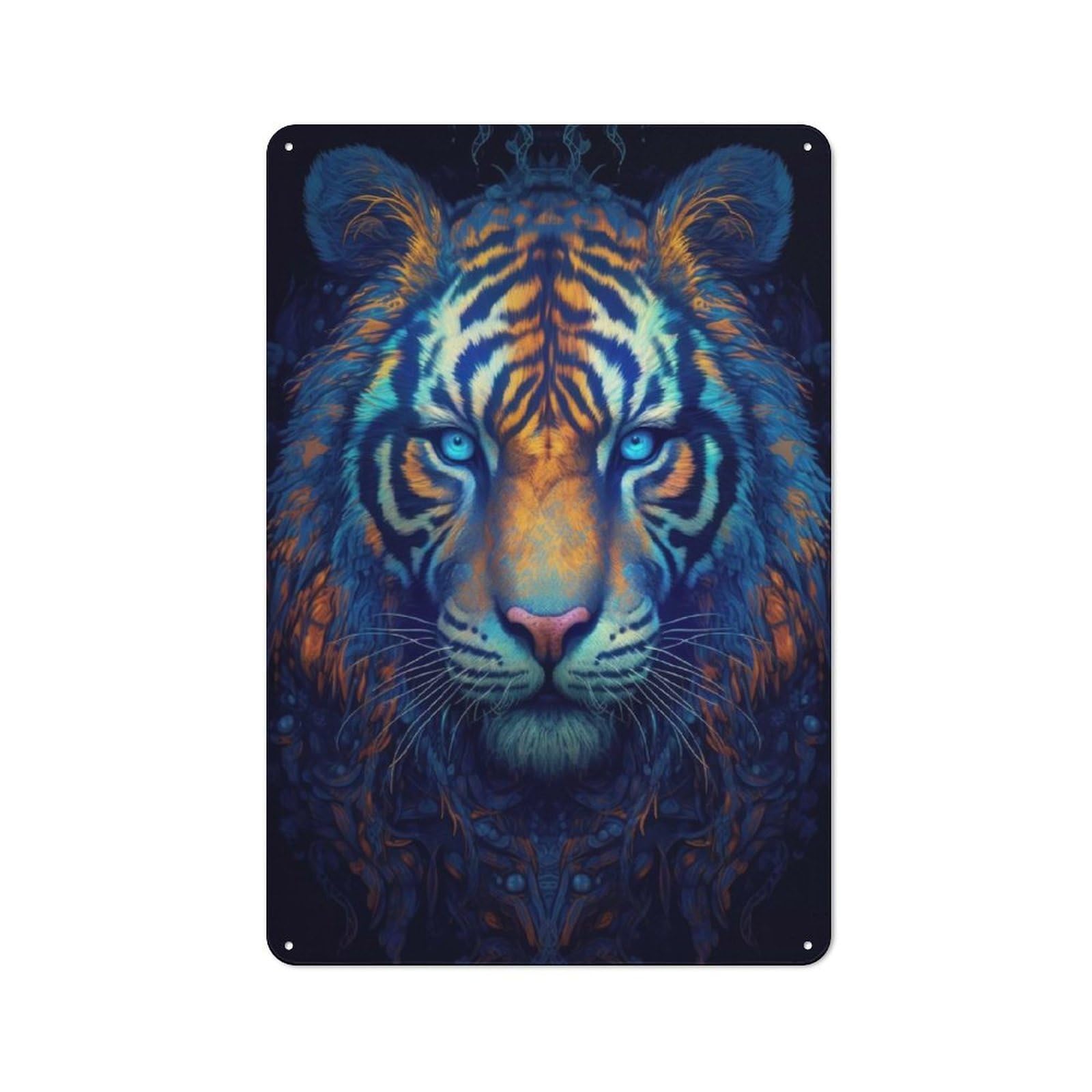 Junmoney Style-1 Vintage Metal Plaque 30X20cm Featuring Neon Tiger For Hallway Wall, For Wall Display Collectors