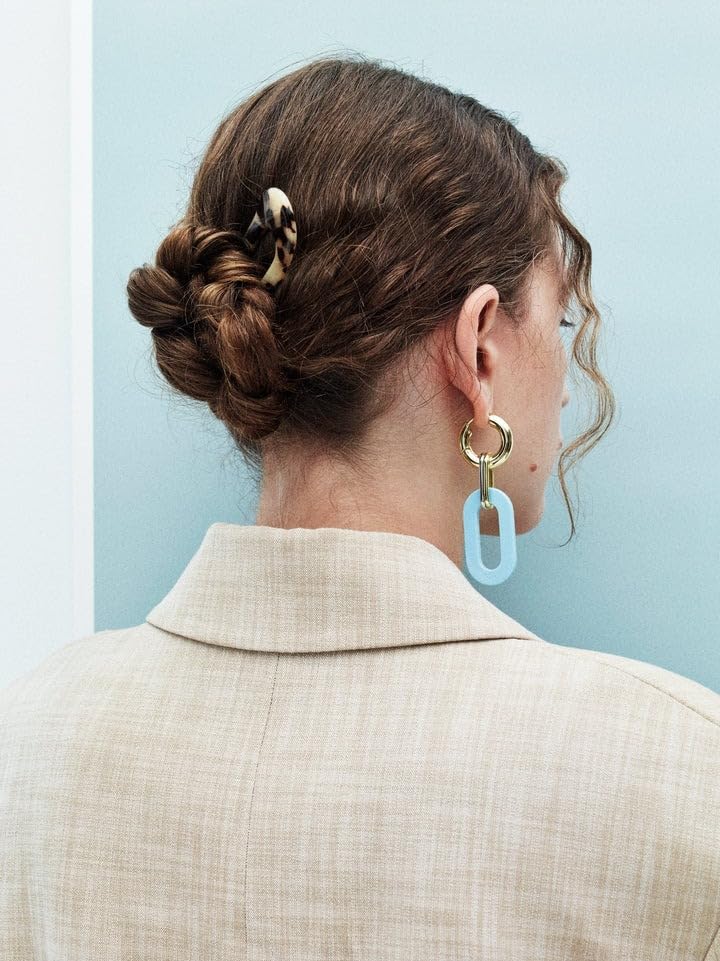 Miniatura 4 de MACHETE Horquilla francesa de acetato italiano para cabello fino y grueso en terrazo, accesorios de peinado para mujeres y niñas de 5 pulgadas