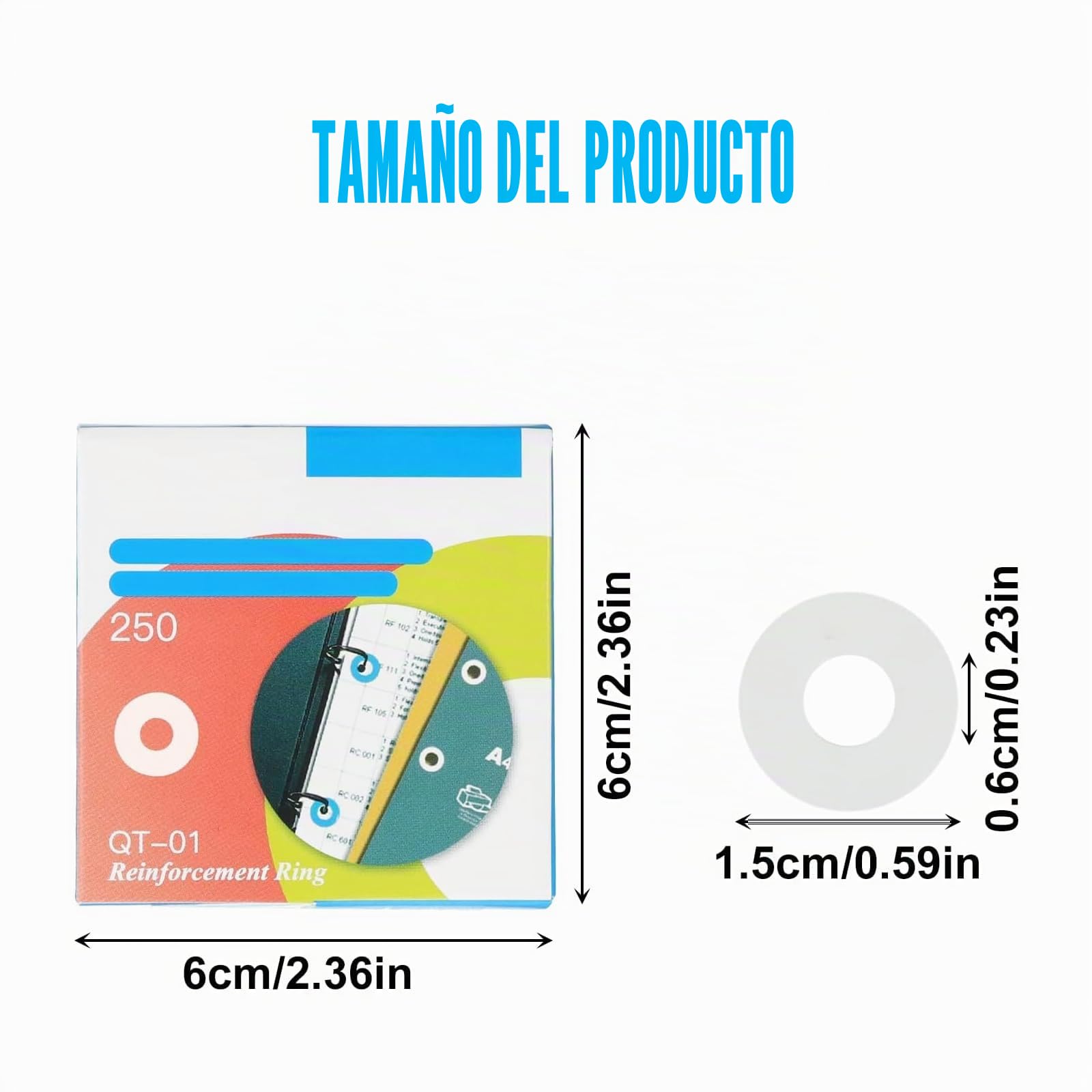 1000 Piezas Refuerzo De Orificios Autoadhesivo, Anillos Refuerzo Orificios, Refuerzos De Orificios Transparentes Autoadhesivos, Para Hojas Sueltas Y Documentos (Transparente, Blanco)