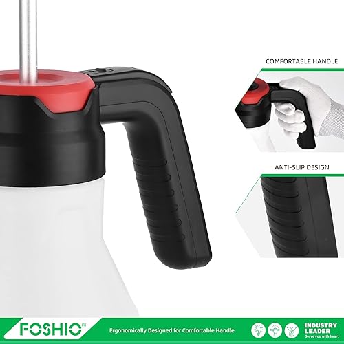 Miniatura 7 de FOSHIO Pulverizador de bomba de jardín de 0.4 galones, botella de agua portátil de 1.5 L, con boquilla ajustable, pulverizador de bloqueo de gatillo
