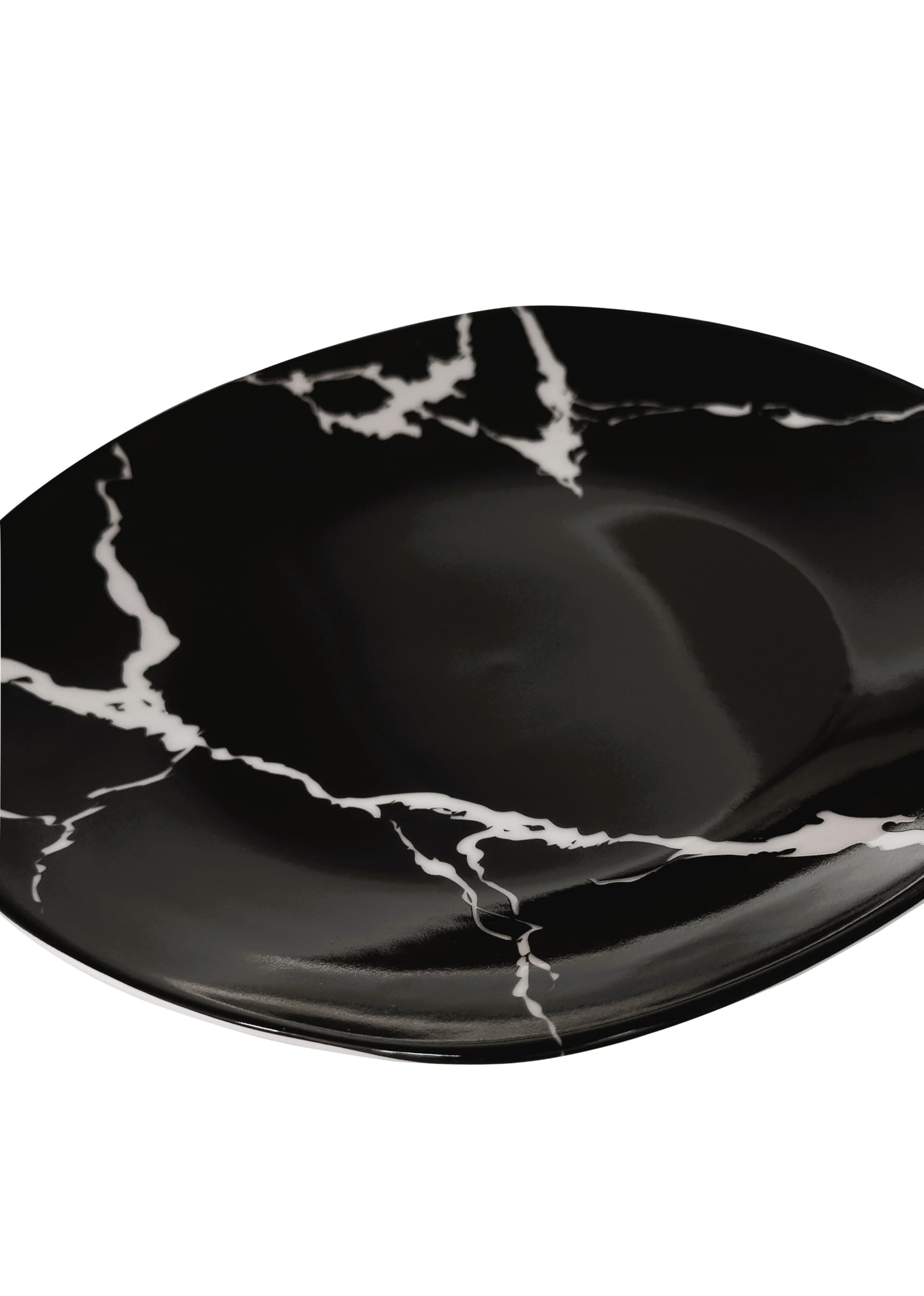 Servizio Piatti 19 Pezzi Per 6 Persone | Resistente Porcellana Bianca e Nera Design Moderno Marmorizzato Elegante Raffinato | Uso Quotidiano, Occasioni Speciali, Lavabile in Lavastoviglie