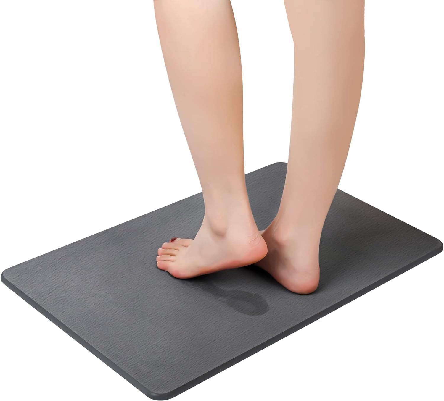 Bathroom Stone Mat, Dark Grey, 23.62 x 15.75 inches