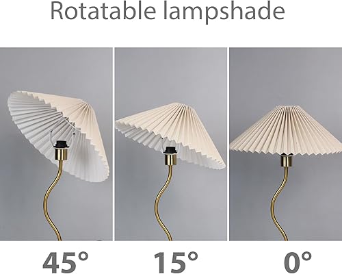 Miniatura 7 de KUNJOULAM Lámpara de mesa plisada pequeña, lámpara de mesita de noche con pantalla beige, mini lámpara Morden para decoración de dormitorio, oficina