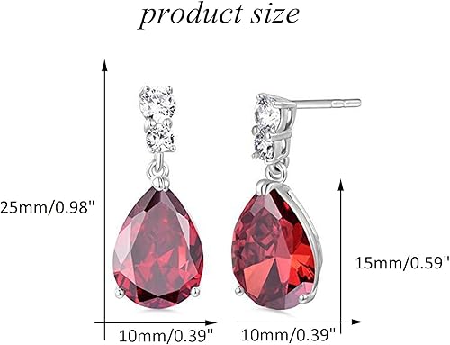 Miniatura 2 de Fashion Jewelry Silver Tone Blue Red Cubic Zirconia Teardrop Drop Earrings for Women