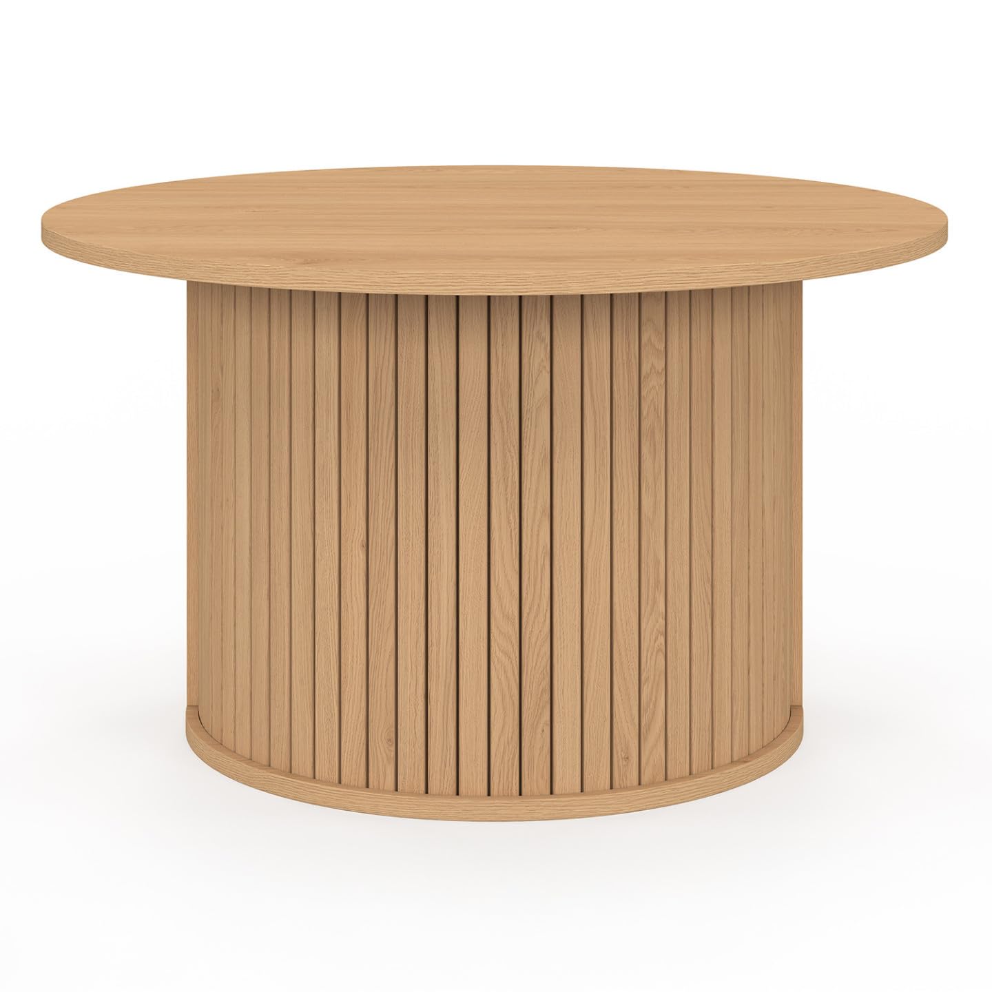 IDMarket - Table Basse Ronde Juliette 70 cm Lattes tasseau Bois Coloris chêne
