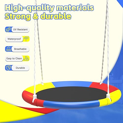 Miniatura 7 de Juego de columpios para patio trasero con soporte, columpio de metal resistente de 440 libras, soporte de columpio para exteriores, contiene 1