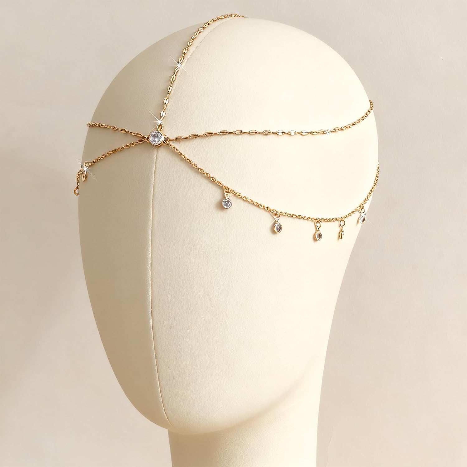 Goldene Haarkette für Frauen - Indisches Stirnschmuck-Pendant, Braut-Haaraccessoire (Goldfarben)
