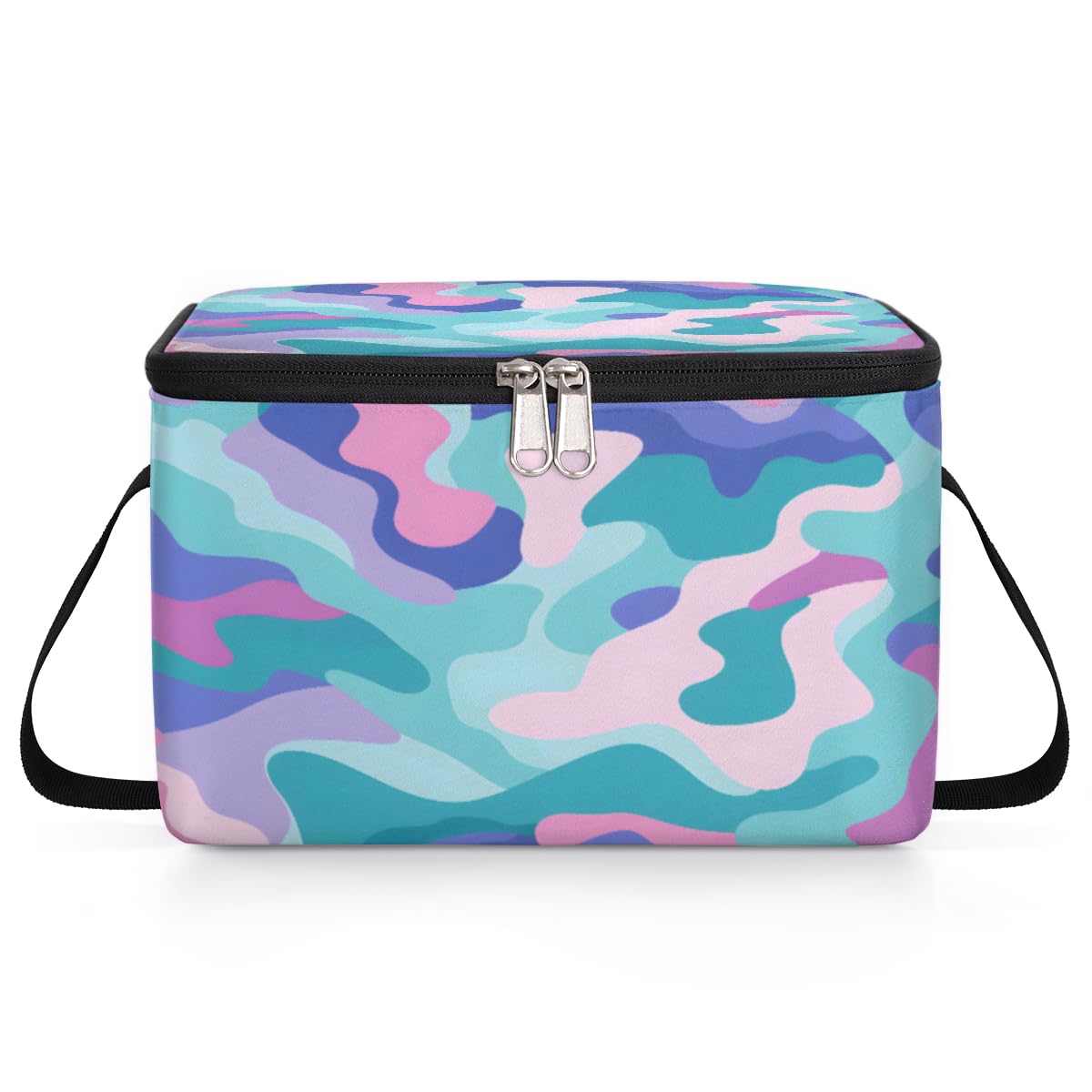 GzLeyigou Colorful Abstract Camo Lunch Bags for Women Men 9 Cans, Hot & Cold Food Delivery Bag Insulated Grocery Bag Insulated Lunch Box Camouflage Cooler Bag for Office Work Picnic Beach