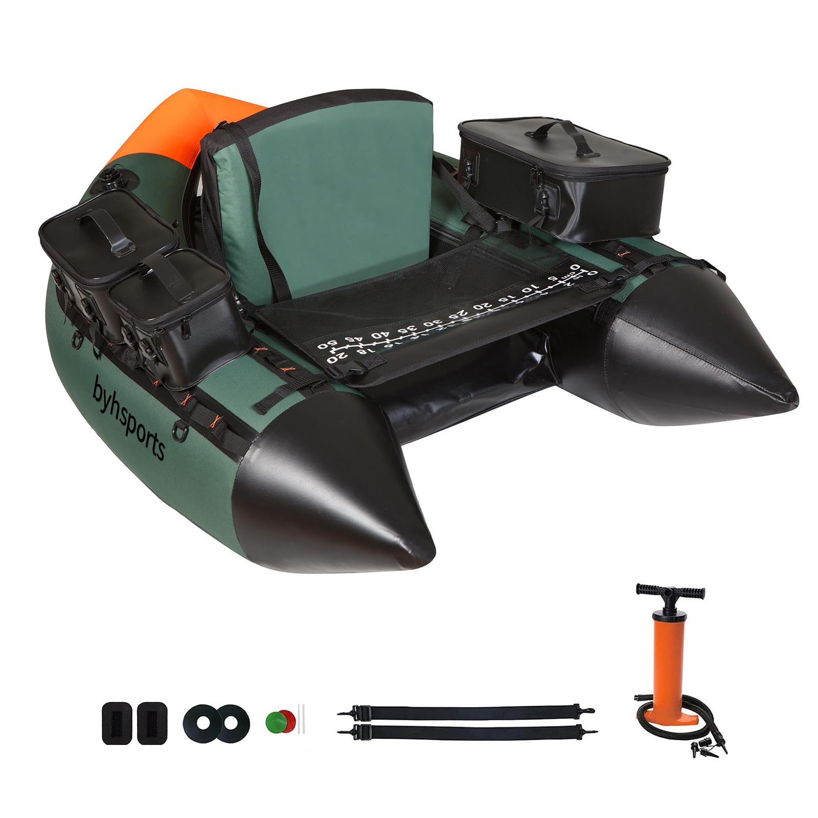 Tubo flotante profesional de pesca, Tubos flotantes para pesca, Tubo flotante inflable de pesca con capacidad de carga de 158KG, Bote pequeño, Bote pequeño con soporte para caña, Inflador