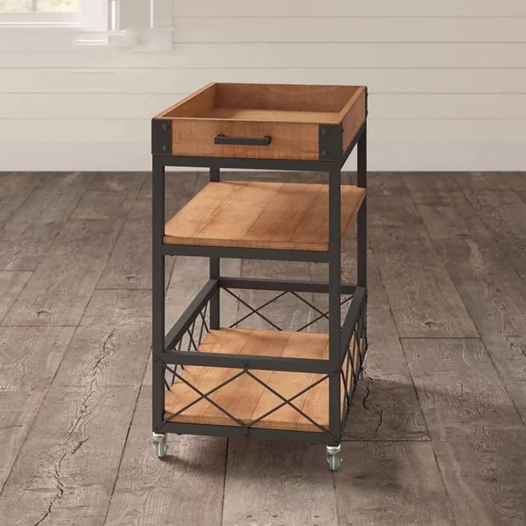 Bar Cart, Home Bar Hotel Serving Cart Wine Cart - Wrought Iron Solid Wood Dining Car Bar Beverage Wine Cart Home Kitchen Restaurant Cart Club Moving Cart Cake Cart