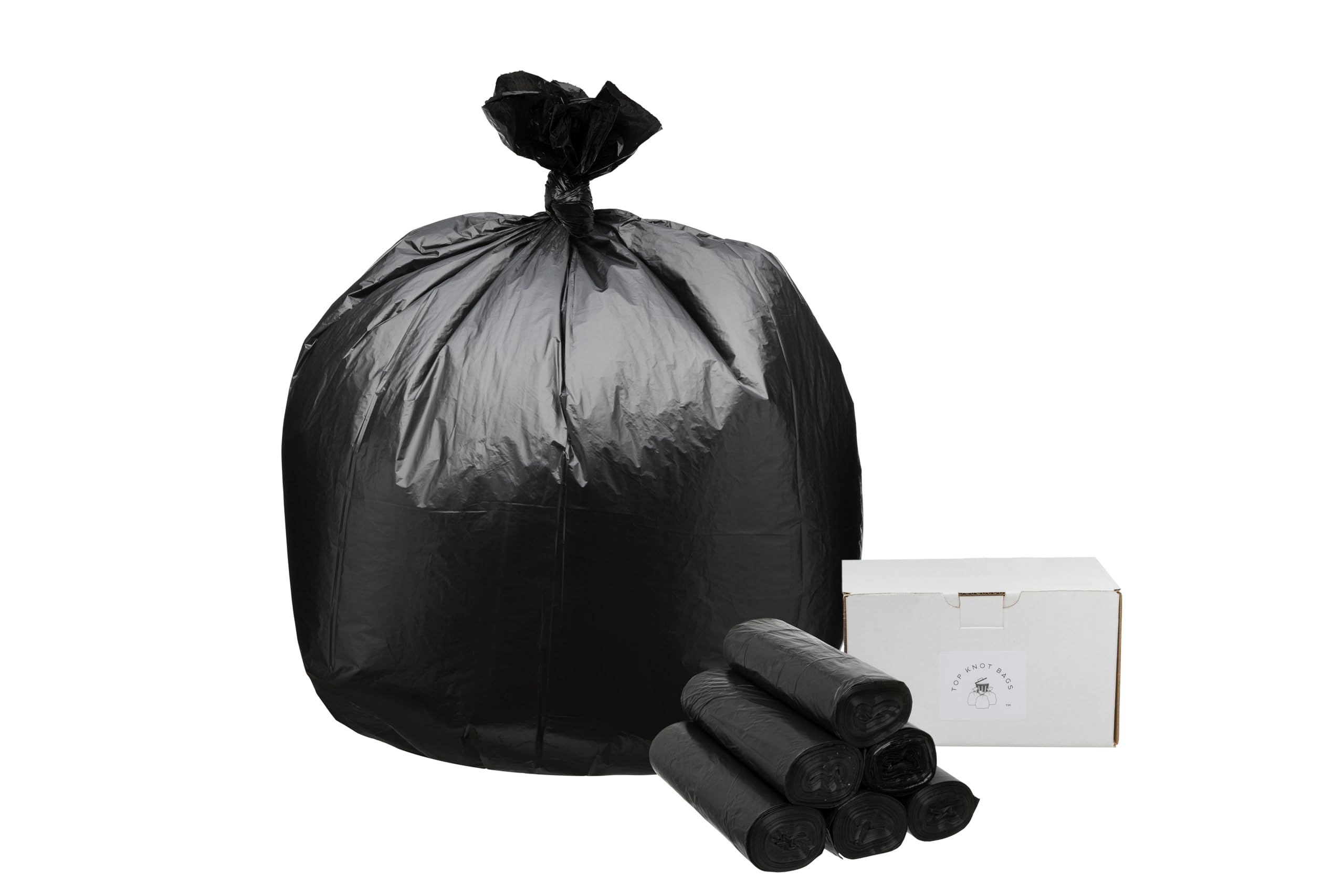 Top Knot Bags 40 Gallonen Müllbeutel Plastiktüten 40 x 48 schwarz 150 Count Doseneinsatz Bulk 40 41 42 43 44 45 Made in USA Tüten
