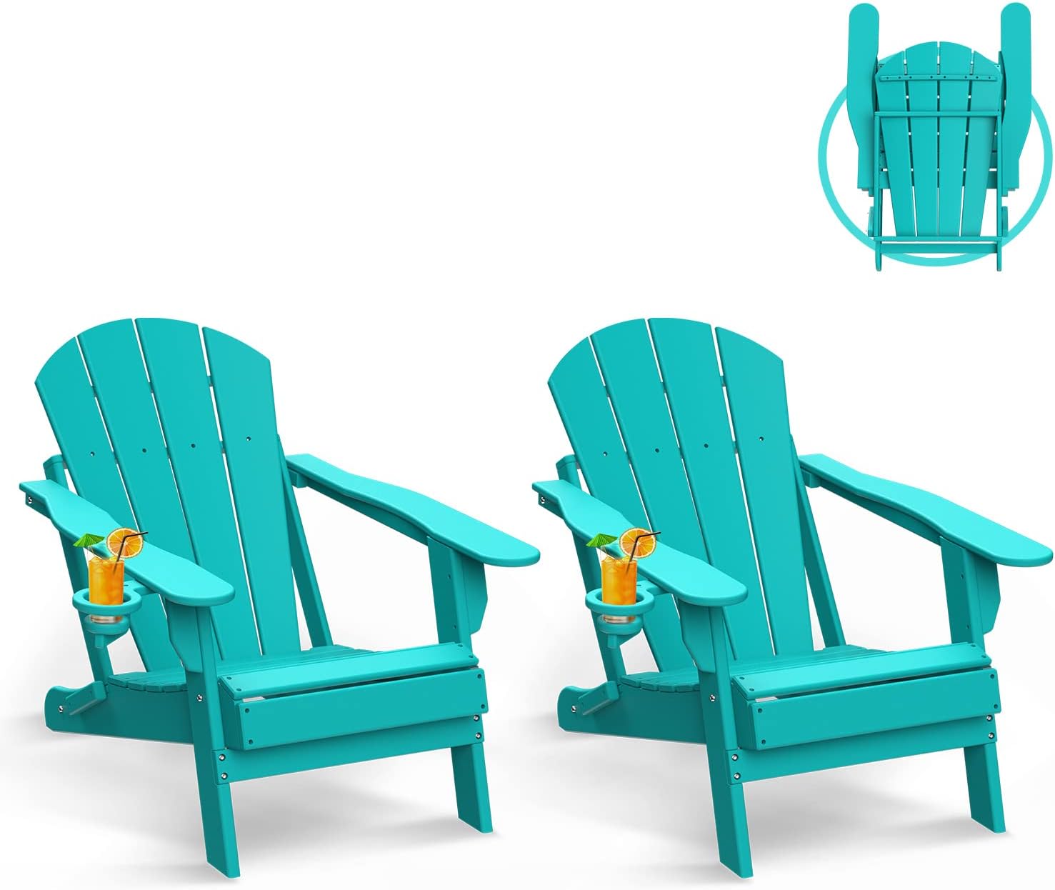 GREENVINES Folding Adirondack Chairs Set of 2, HDPE All