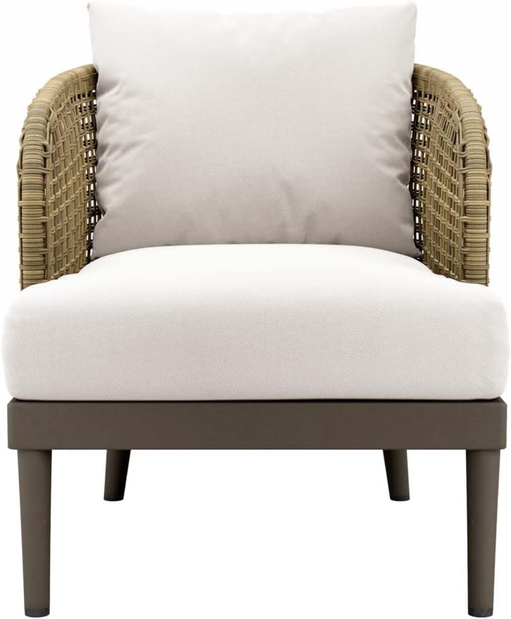 Modway Meadow Wicker Rattan and Metal Outdoor Armchair in Natural/White