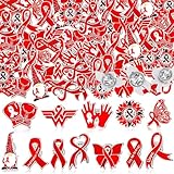 Landical 60 Pieces Red Ribbon Week Pins Bulk Say No to Drugs Brooch Lapel Pins Red Ribbon Week Supplies Bulk for Fundraising Charity Event Party Favors Supplies