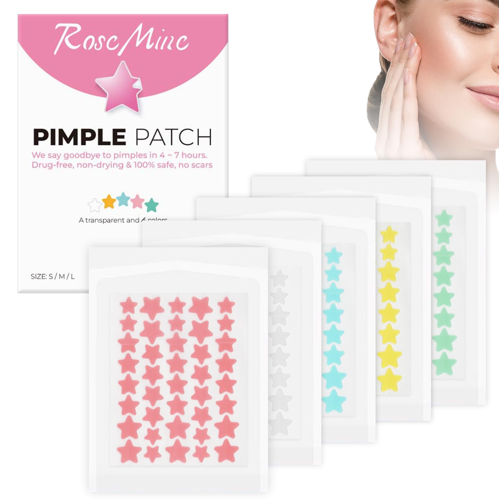 200 PCS Parches Acne, Parches para Acné Invisibles, Parches Granos Hidrocoloides, Parches para el acné con ácido salicílico y agua de aceite de té, Alivio rápido del acné, Día y noche en uno