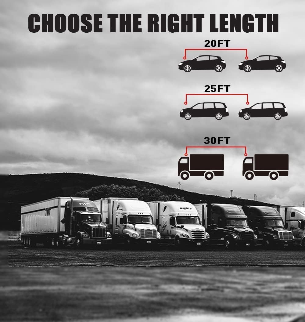 Jumper Cables Heavy Duty 1 Gauge 1GA 30 FT with Quick Connect Plugs Travel Bag for Truck SUV Car