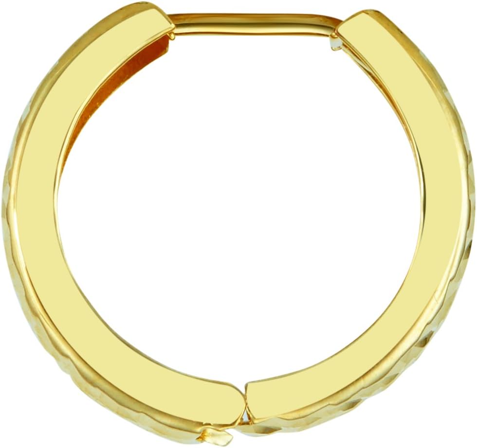14k REAL Yellow Gold 5mm Thickness Huggie Hoop Earrings (15mm Diameter)
