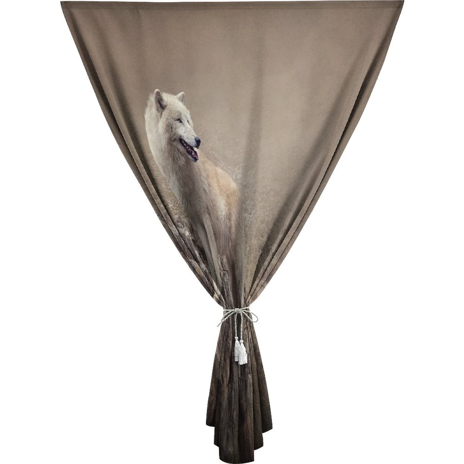 Anywhere Portable Blackout Curtain, Animal Door Window Curtains, White Wolf on Rocks at Night Print Adjustable Temporary Blackout Shades,59W x72L Inch, for Kitchen Bathroom Living Room