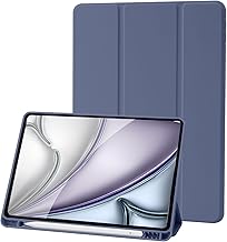 Custodia Cover Compatibile con iPad 9 8 7 Generazione (10.2 Pollici, 2021/2020/2019), Supporta la Carica di Pencil 2nd Gen, Auto Sveglia/Sonno (Blu Grigio)