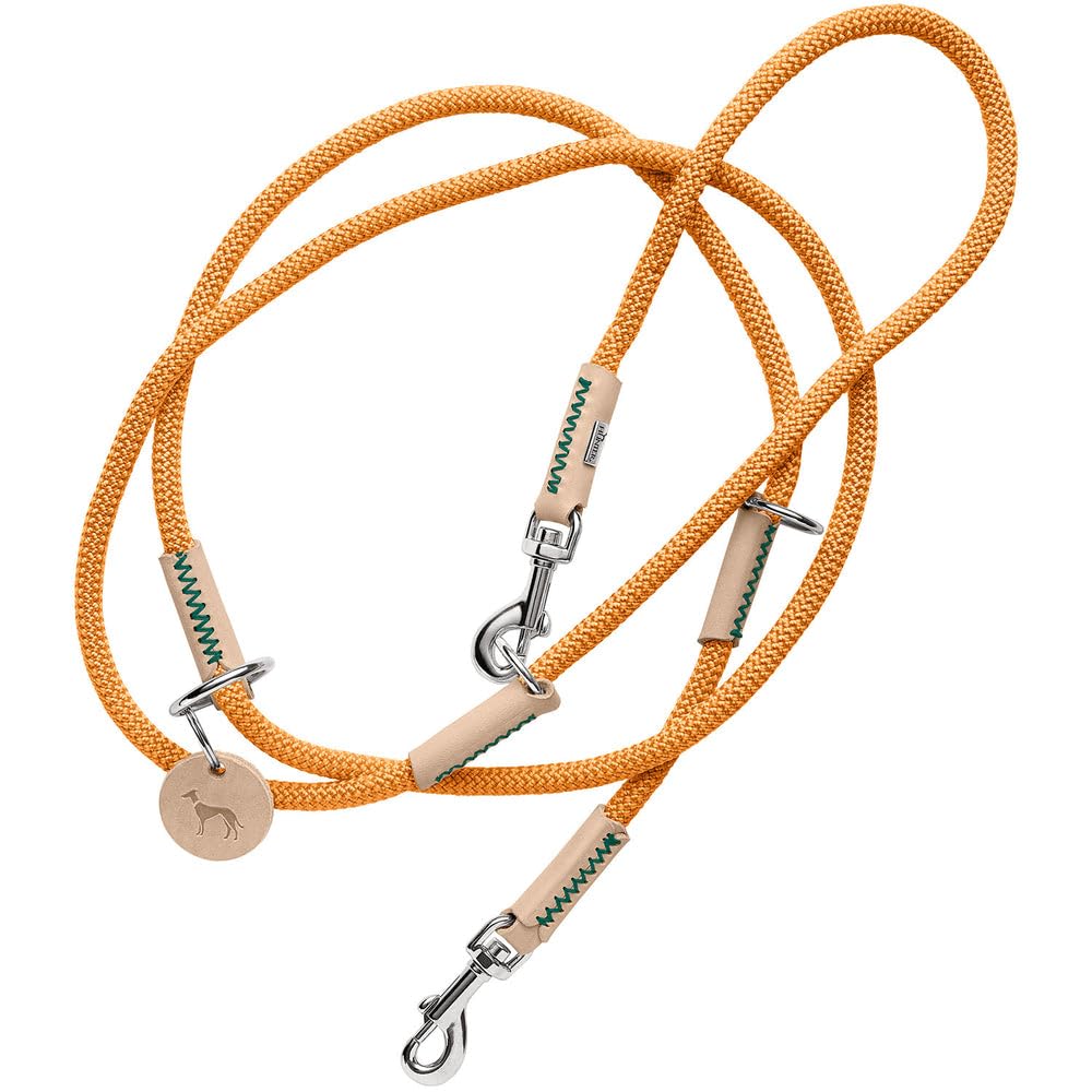 HUNTER Malia Adjustable Dog Lead Colour: Apricot/Natural, Smooth Rope and Robust Leather, Adjustable to 3 Positions, Lightweight, Durable, Modern Look, Made in Germany, Size: 8/200