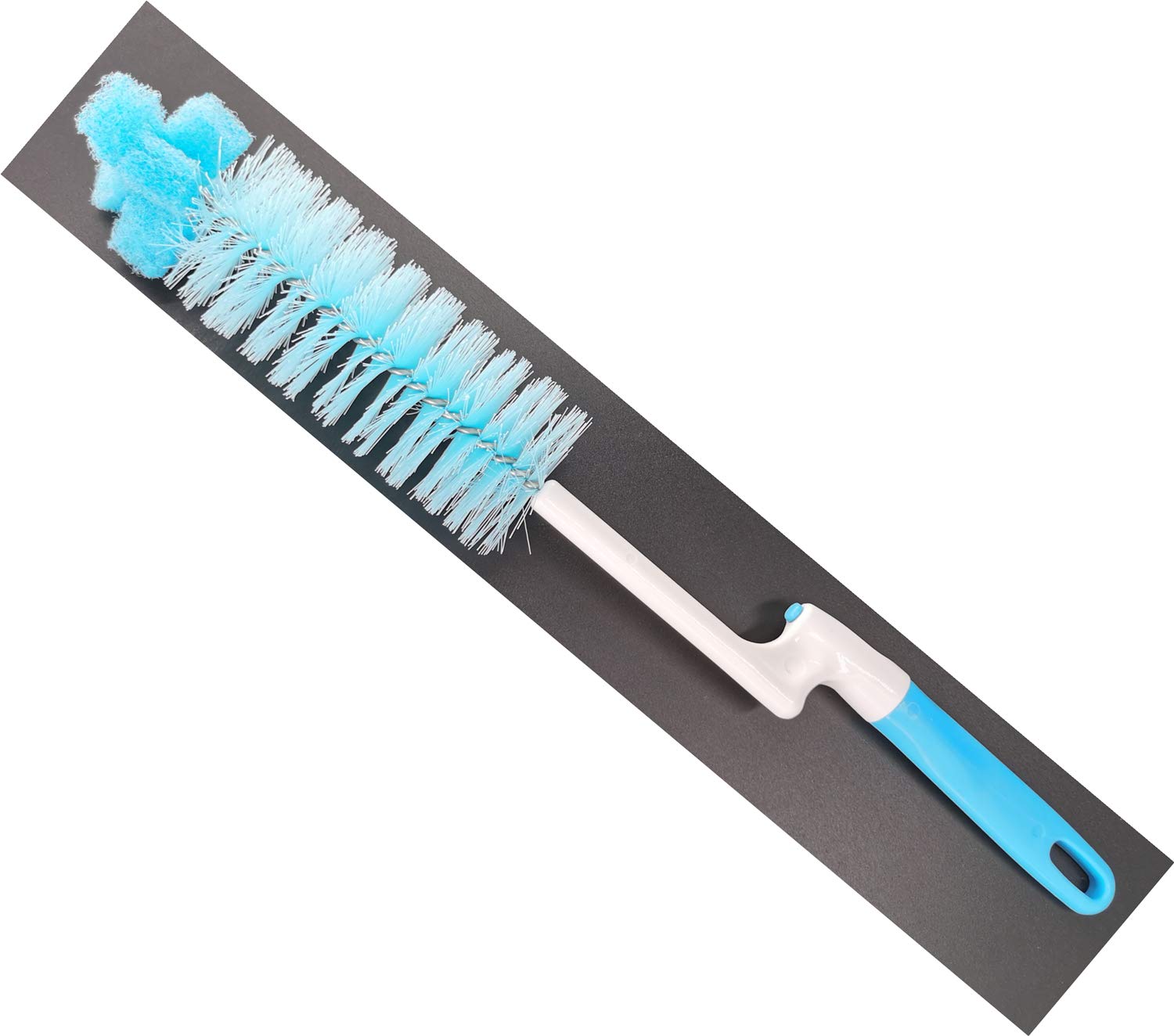 Aiboco Long Bottle Brush Cleaner, Soft Sponge and Nylon Bristles Combination Cup Brush, Spiral Style Handle Makes Easy Cleaning