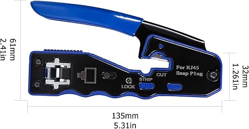 Miniatura 6 de Kit de herramientas de crimpado RJ45 todo en uno, crimpadora Ethernet de paso para conectores modulares Cat5e Cat6 Cat6a 8P8C, con mini pelacables,