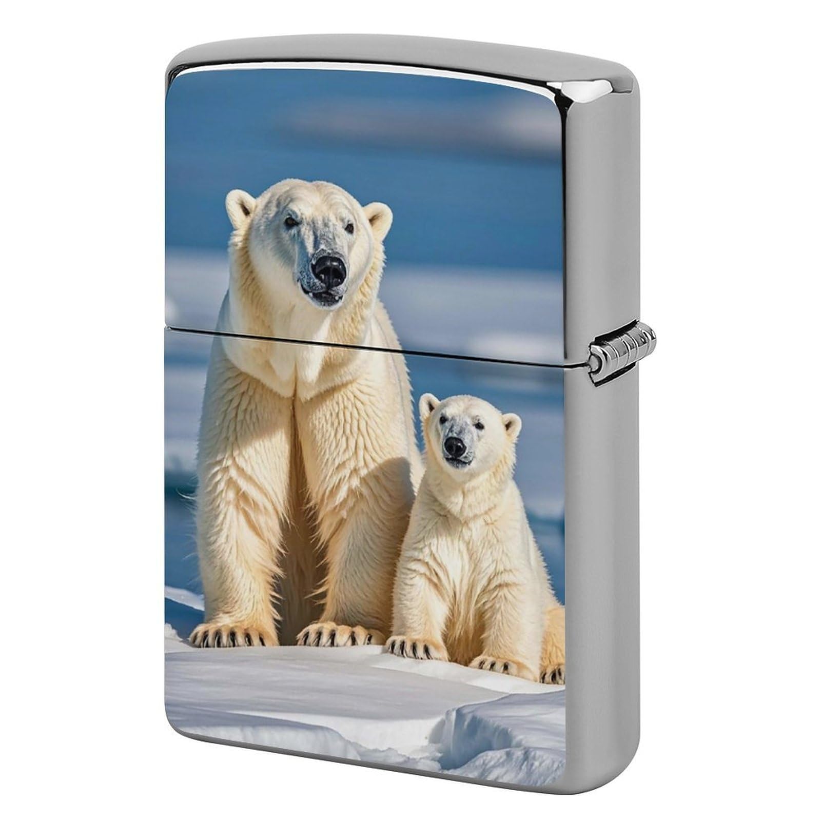 2 Polar Bears Lighter Case for Men, Personalized Lighter Cover for Valentine's Day Gifts, Flip-Top Lighters Shell for Outdoor, Portable Lighters Protective Sleeve