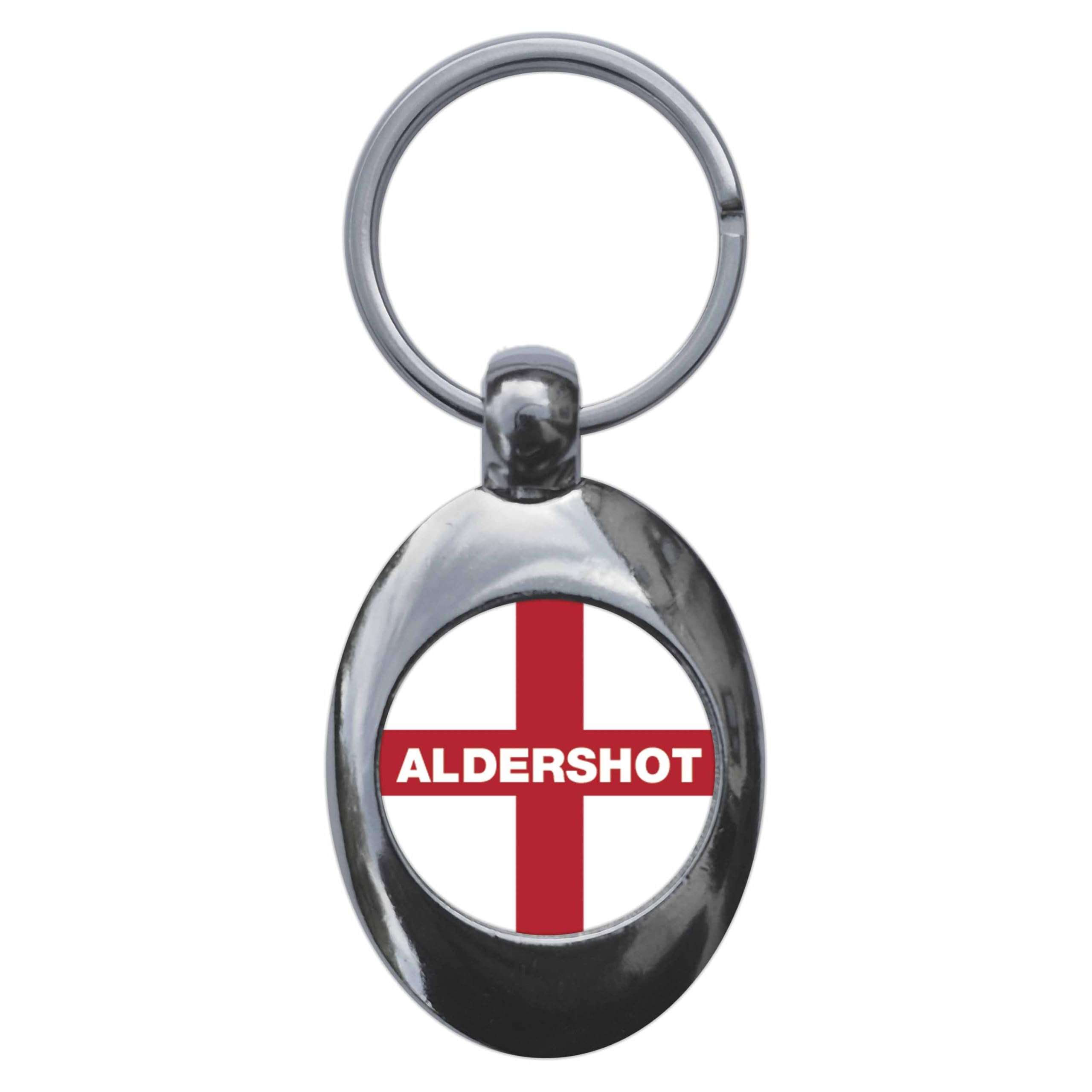 Ozorath Aldershot England Flag Keyring Keychain With Trolley Coin