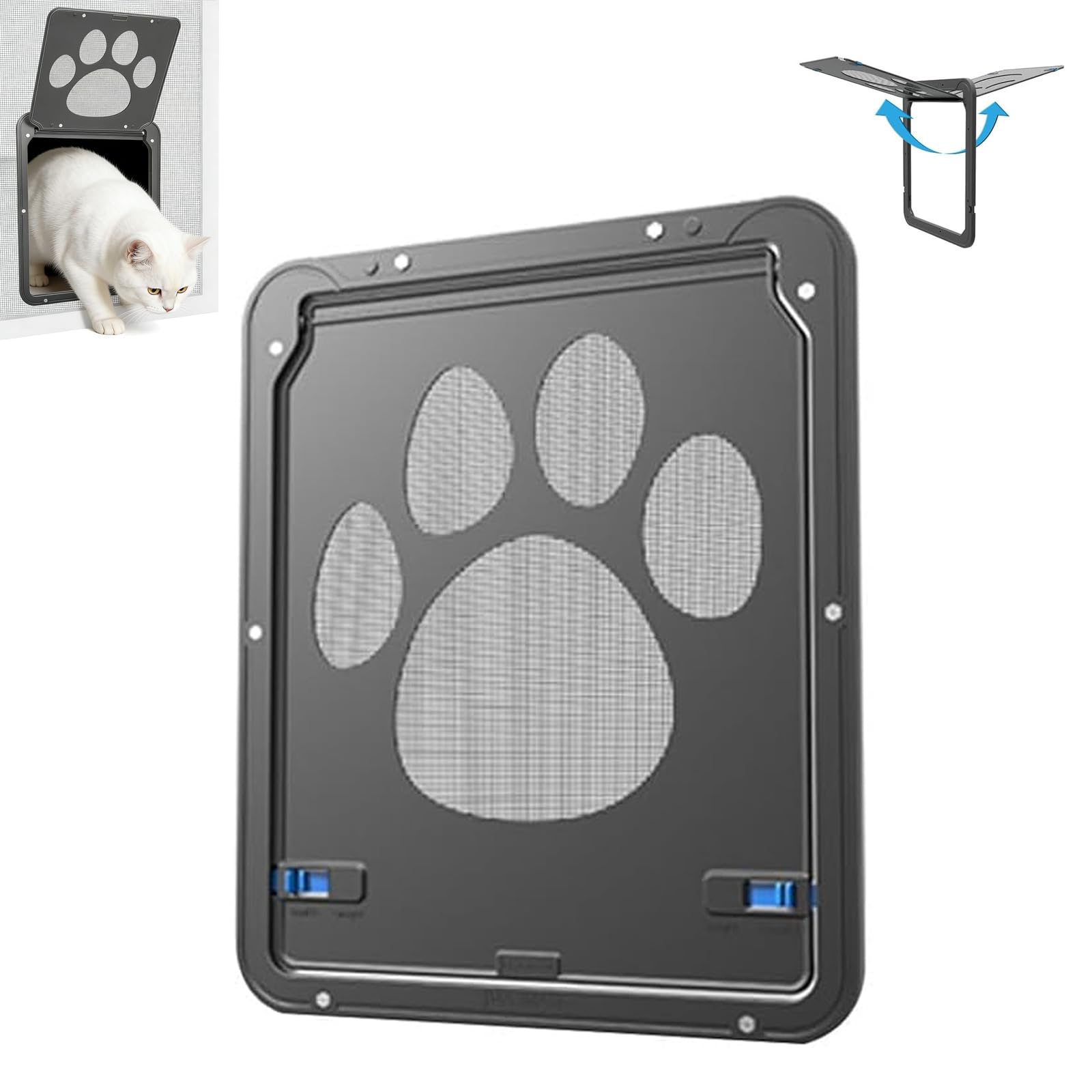 Sportello Gattaiola per Gatti Cani, Porta Porticina per Gatti, Magnetica Bloccabile Porta Gatto Autochiudente per Zanzariere e Finestre, per Gattis e Cani di Piccola e Media Taglia