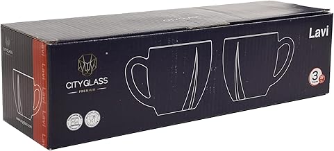 City Glass Lavi Mug Set 3-Pieces, 190 ml Capacity