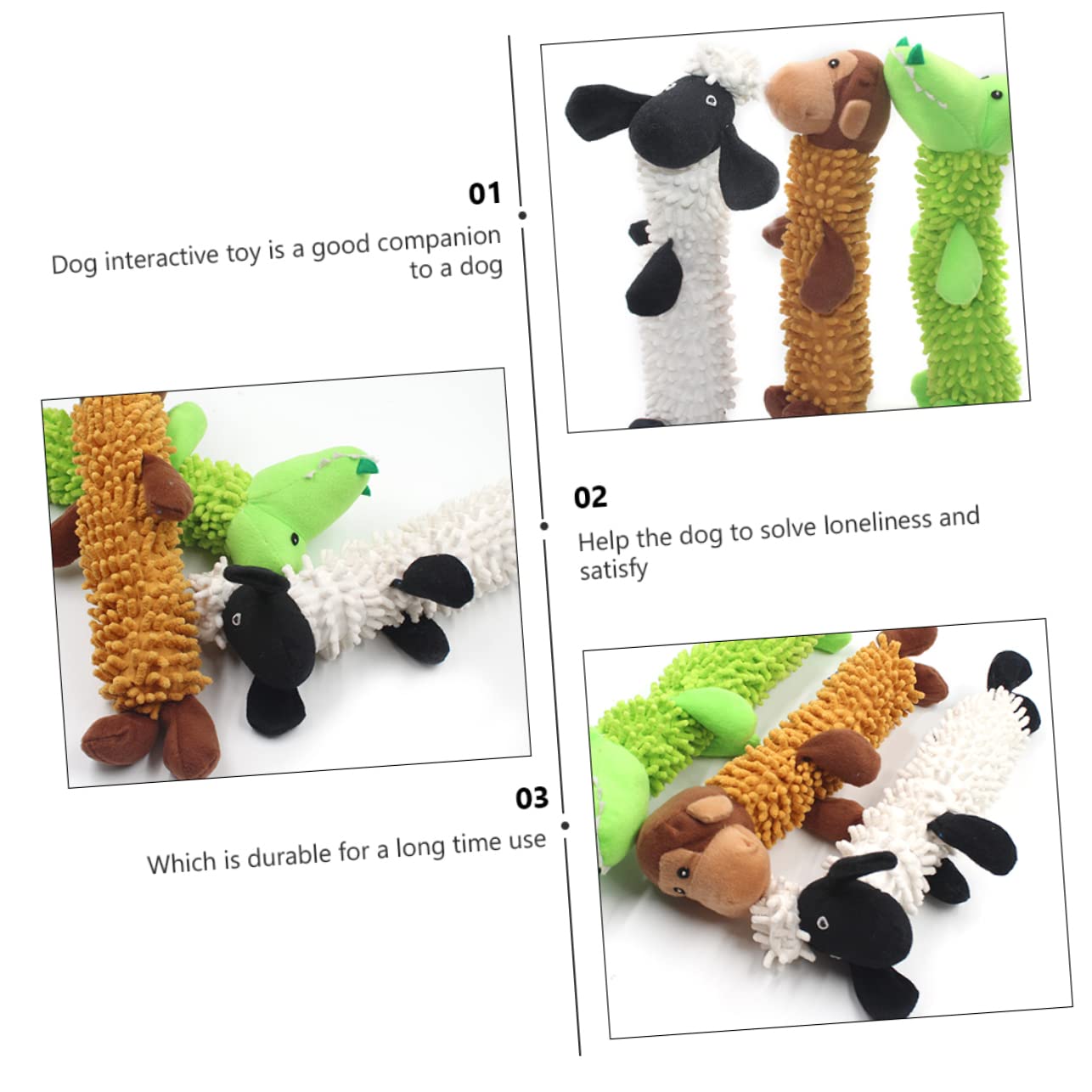 Beavorty 3 Pezzi Di Peluche A Forma Di Cane Da Masticare E Afferrare Con Suono Squittente Sicuro Per Cuccioli E Cani