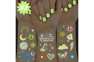 Groovy Disco Glow in Dark + Foil Temporary Tattoos - 82 pc